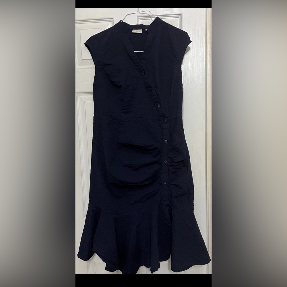 Eva Mendes New York & Co Sexy Women's Navy Button-Cap Sleeve Dress size Large.